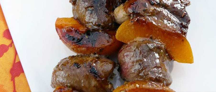 Brochettes de canard aux abricots