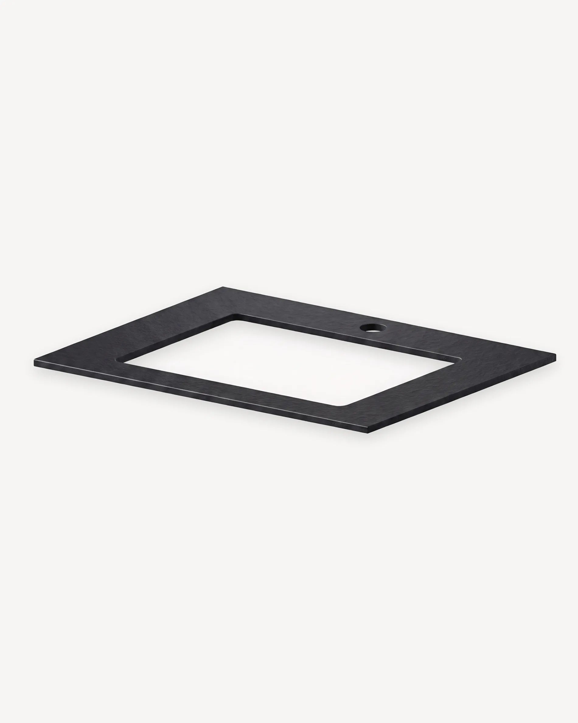 Cornice del piano nero per modulo Lavello PILOTIS con foro per lavabo, packshot isolato su fondo bianco
