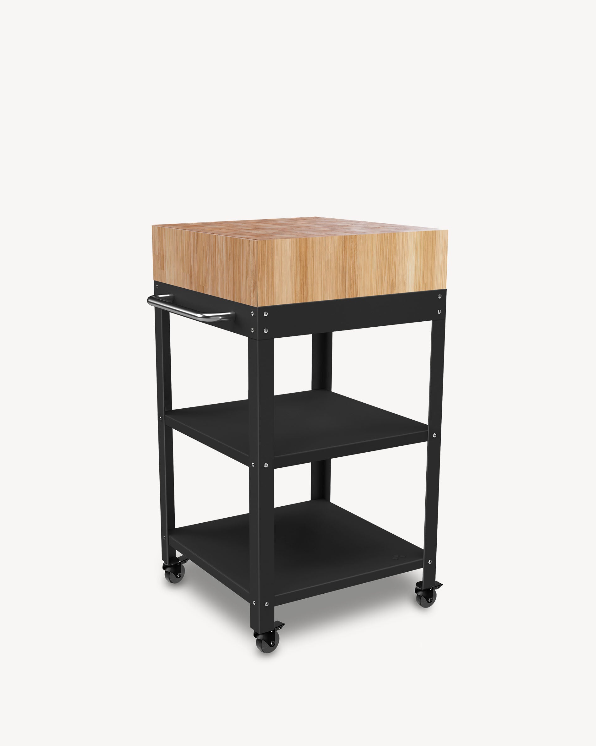 Carrello in metallo nero con tagliere