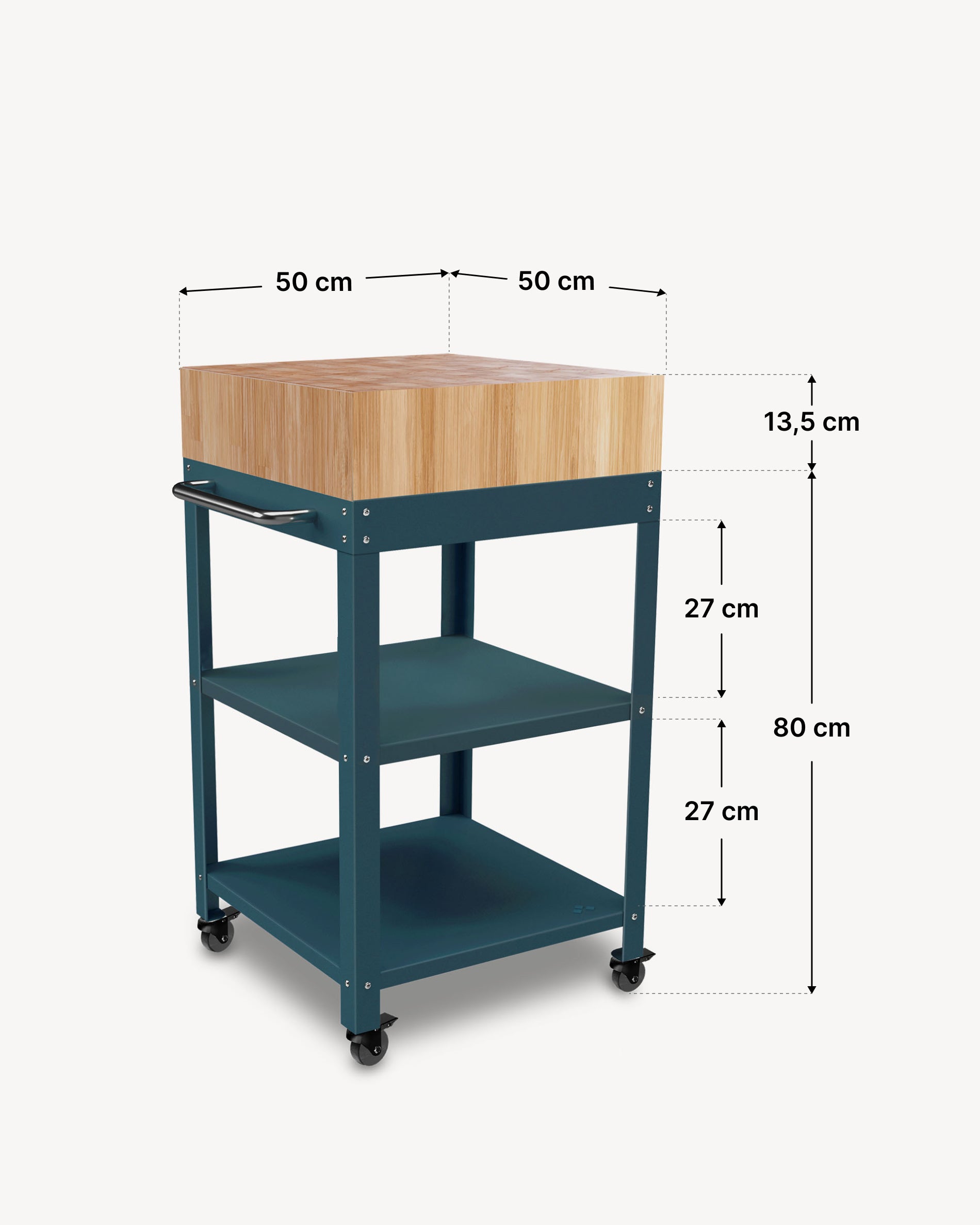 Dimensioni carrello in metallo 50x50 con tagliere