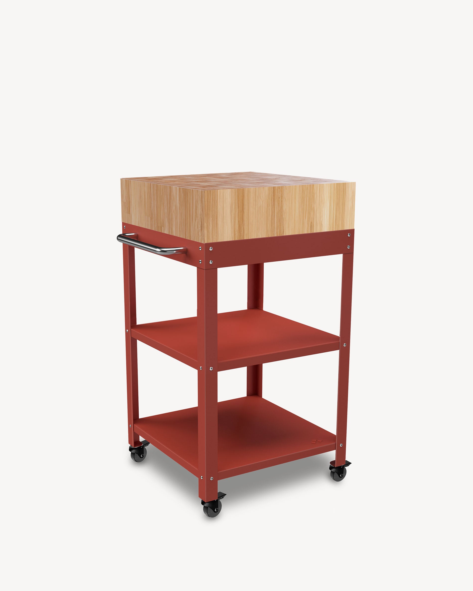 Carrello in metallo rosso corallo con tagliere