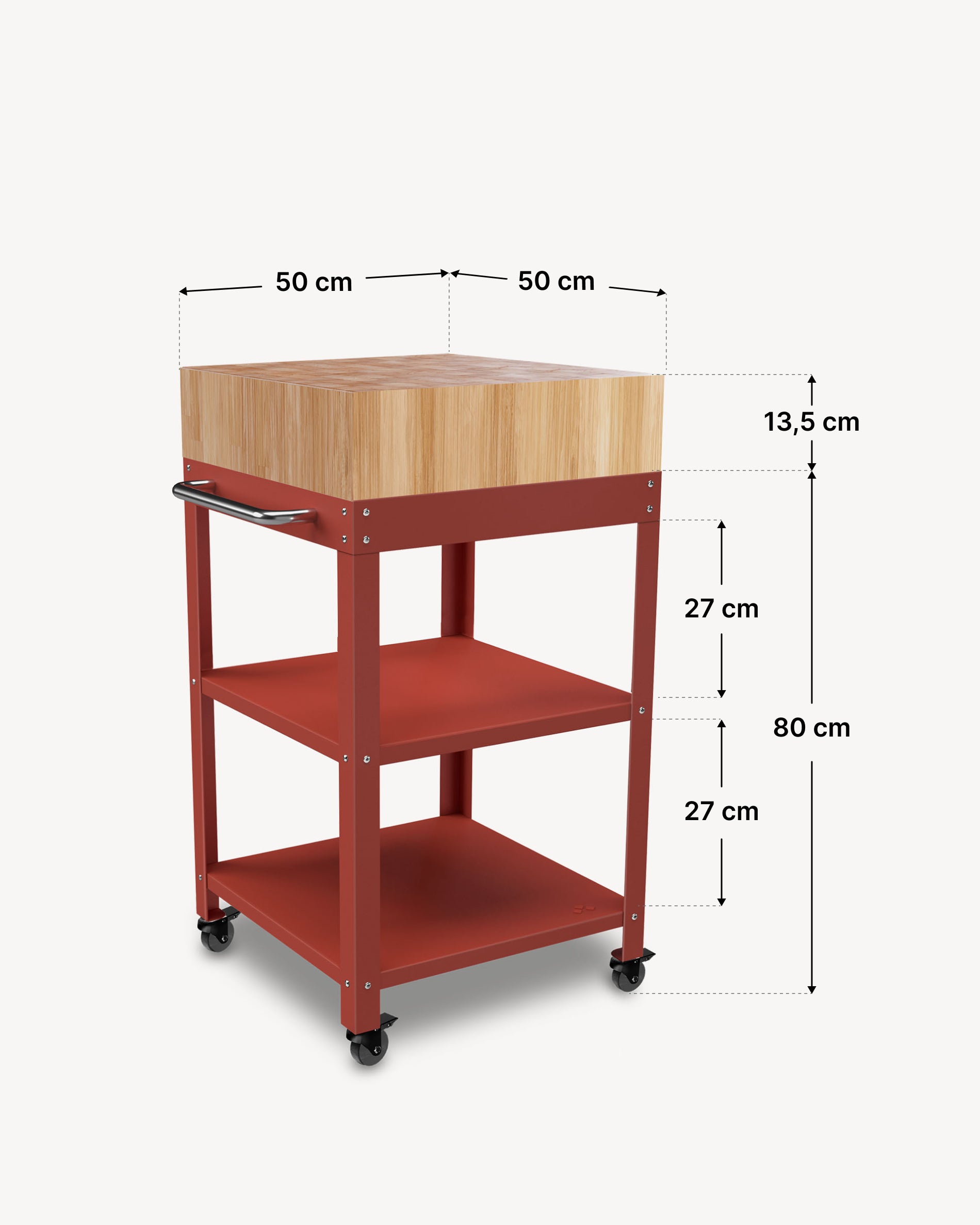 Dimensioni carrello in metallo 50x50 con tagliere