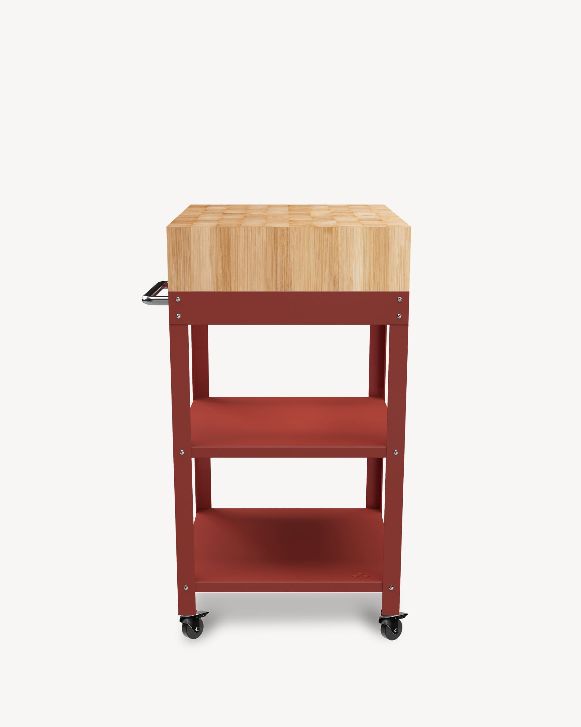 Carrello in metallo rosso corallo con tagliere