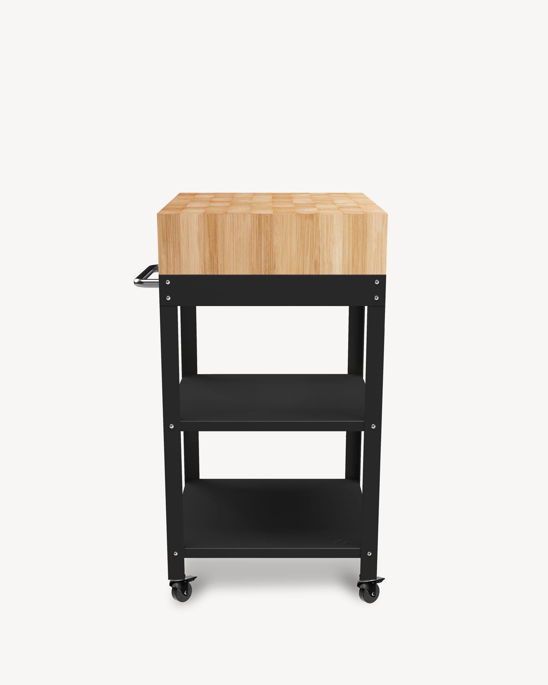 Carrello in metallo nero con tagliere