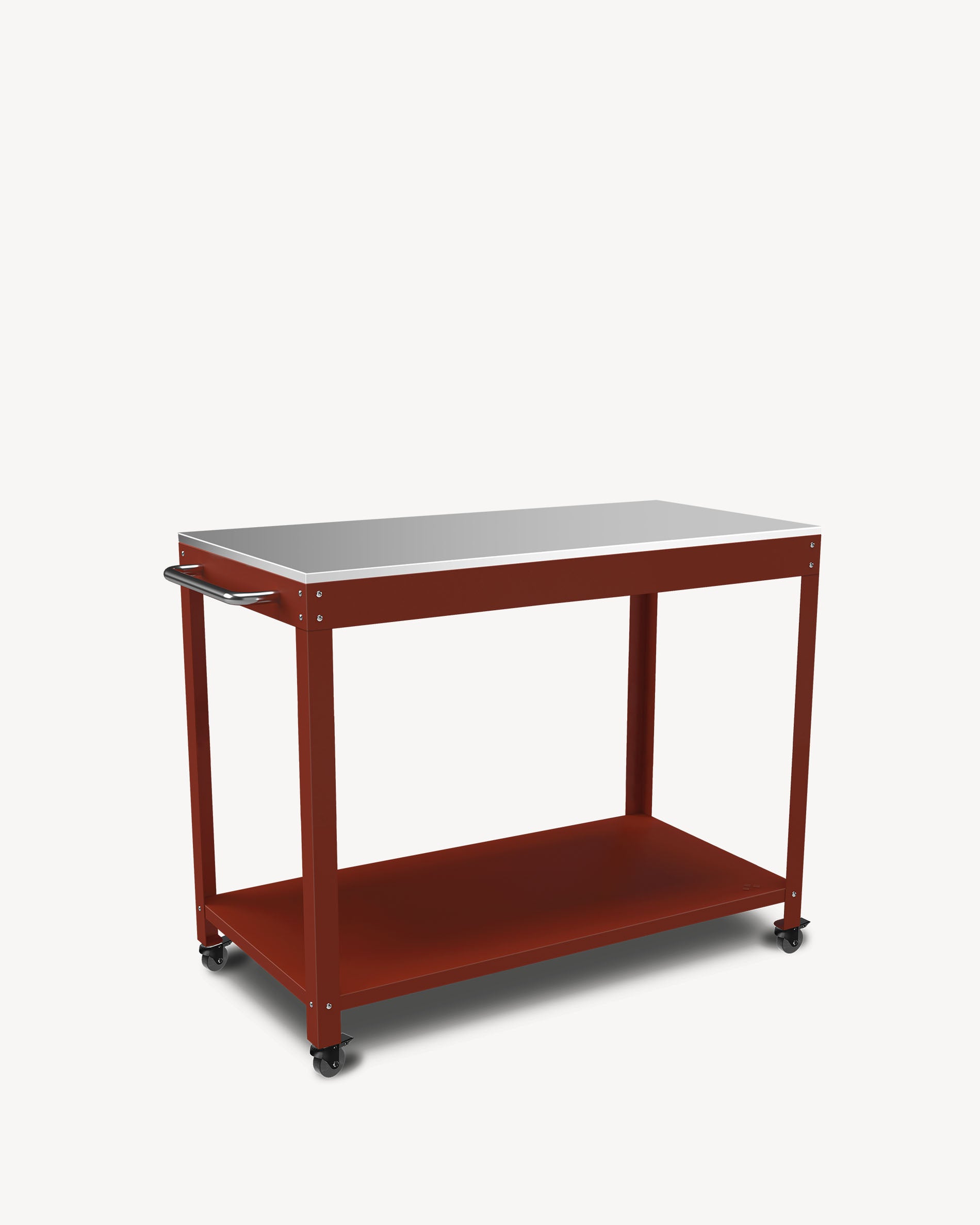 Carrello in metallo e acciaio inox rosso
