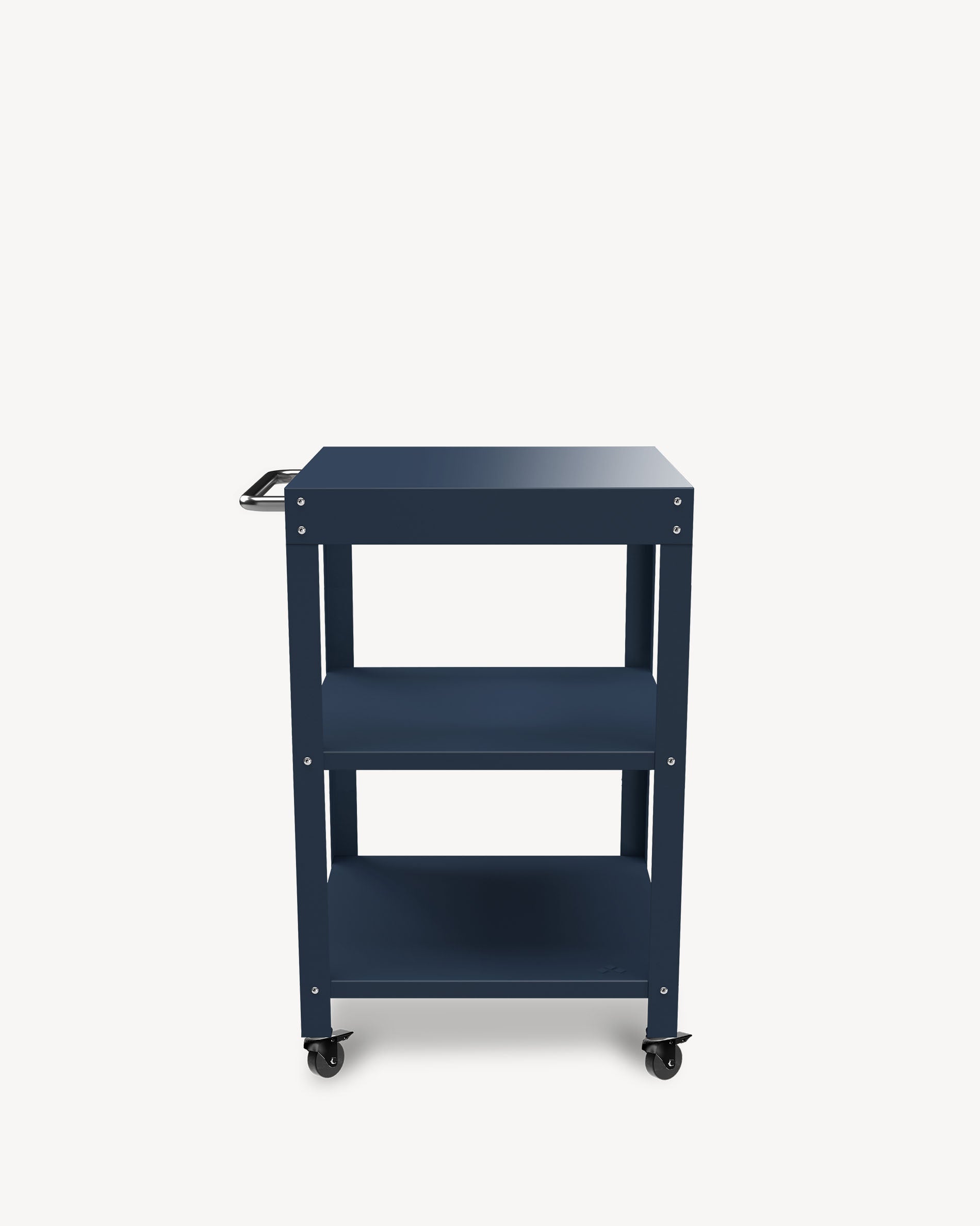 Carrello in metallo con piano blu navy