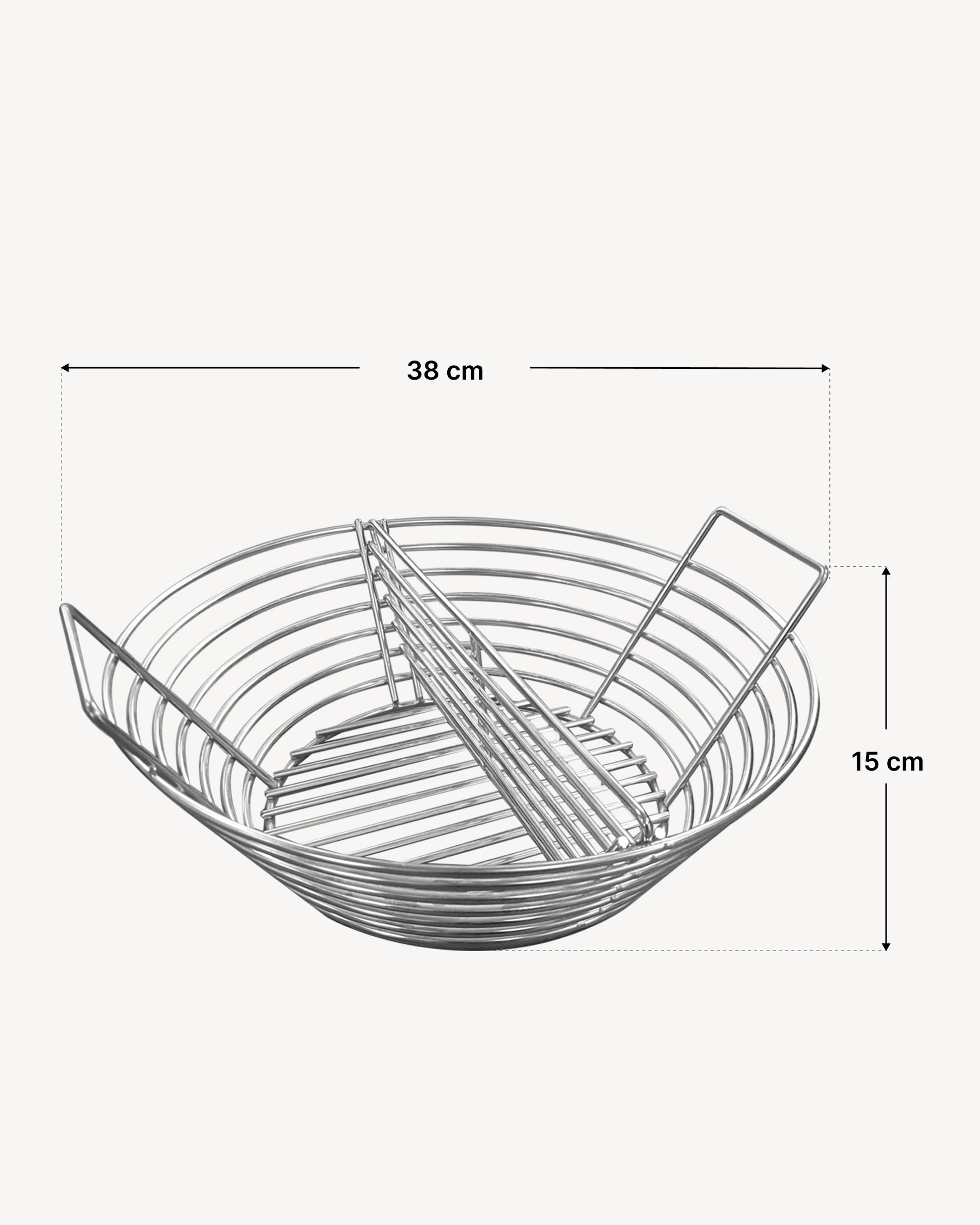 Dimensioni cestello in acciaio inox per carbone Kokko XL 22"
