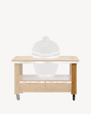 Carrello in legno con cassetti progettato per sostenere un kamado Kokko.